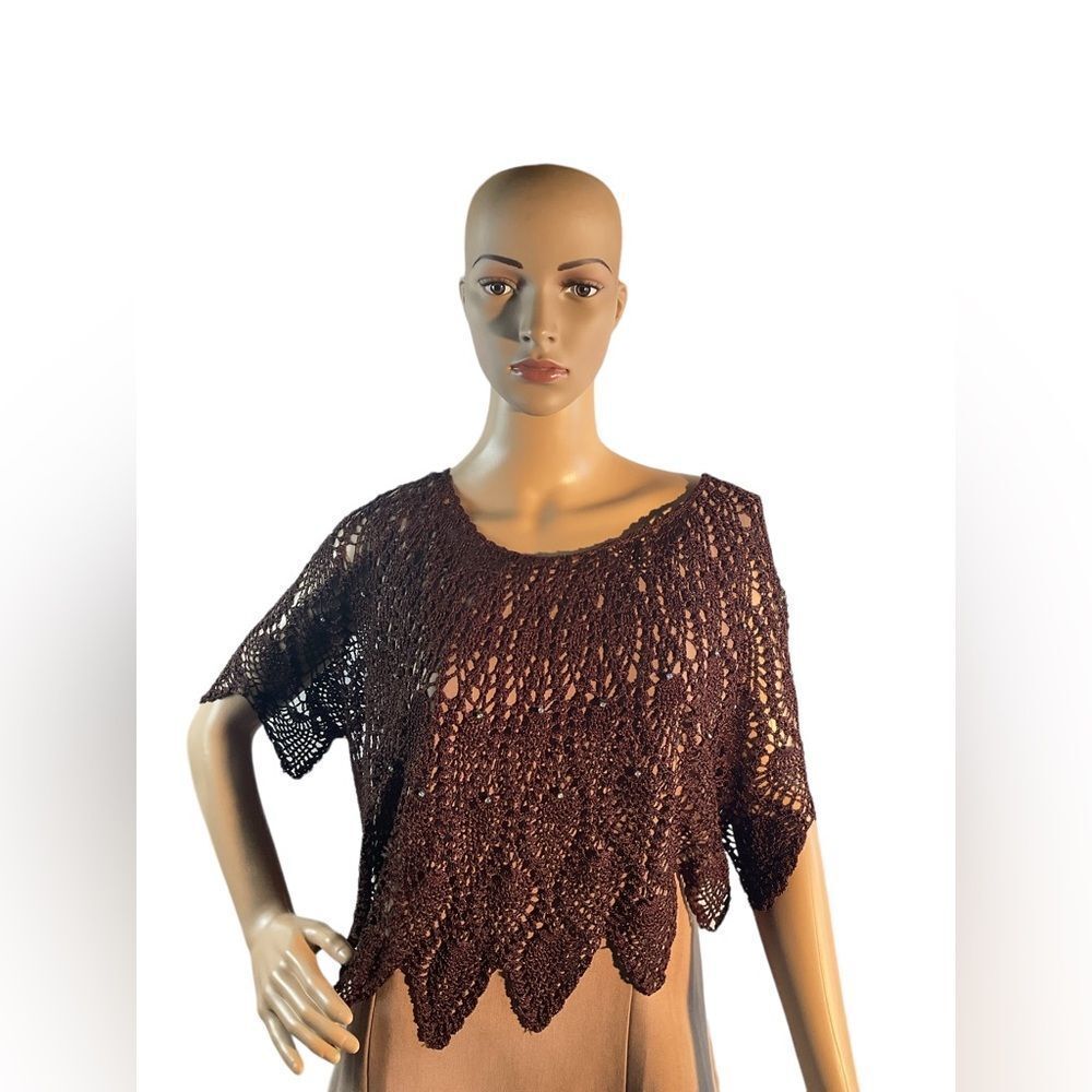 Women’s One Size Handmade Crochet Knit Poncho Cover Up Top Open Sweater